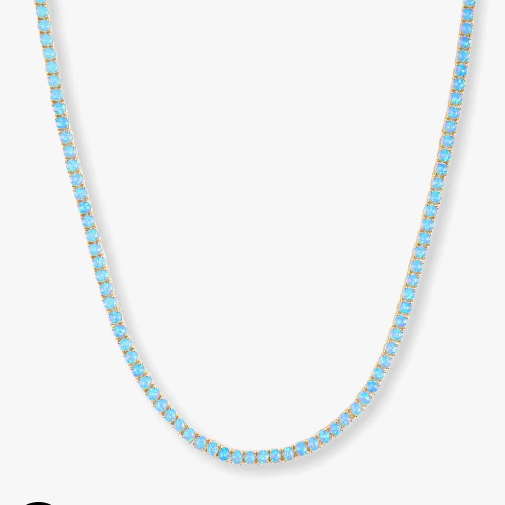 Melinda Maria Grand Heiress Tennis necklace blue opal/gold 16”